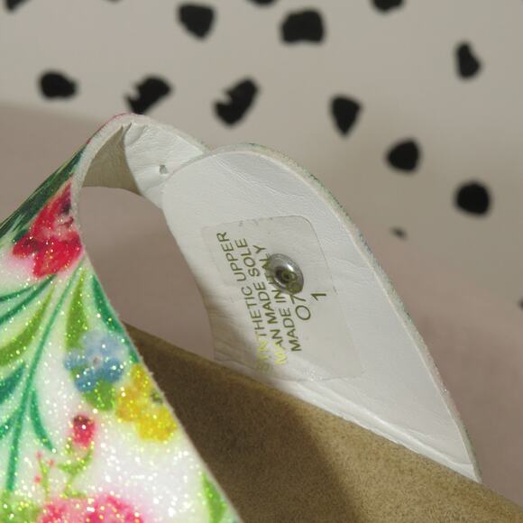 Giulia Palai Floral Print Cork Footbed Girls Slip On Sandals - Picture 7 of 8